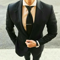 custom made black men suits with pants groom wedding tuxedos best man blazers costume homme slim fit terno masculino 2 pieces