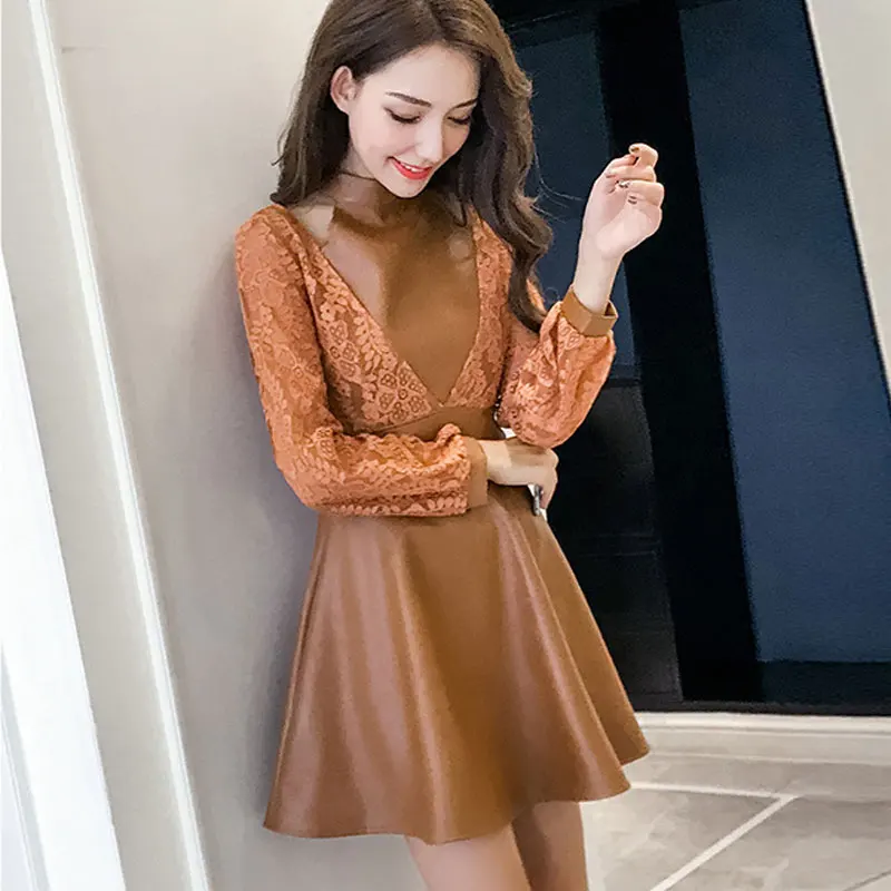 Новинка осени moda feminina винтажное открытое элегантное платье женская одежда