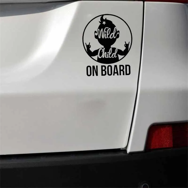 

YJZT 12.3CM*15CM Wild Child ON BOARD Sign Vinyl Sticker Car Decals Black/Silver C10-00810
