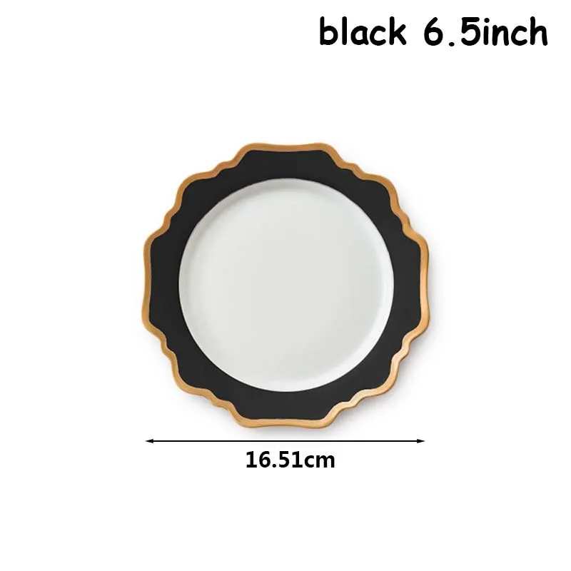 Black-6.5 Набор керамических тарелок Подсолнух, поднос для еды, скандинавские столовые приборы, тарелка для десерта, хлеба, свадебный подарок, Сервировочные блюда для тортов, тарелка 1 шт - Цвет: Black-6.5