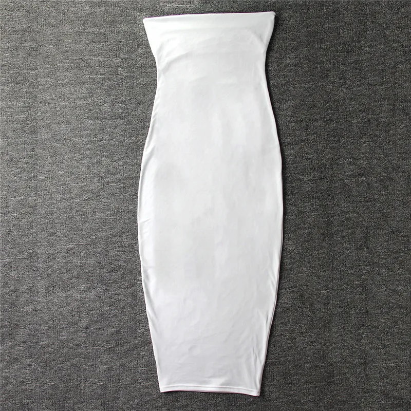 Strapless Summer Sexy Sleeveless Women Beach Dress Solid White Boob Tube Top Evening Party Stretch Pencil Dresses | Женская одежда