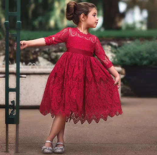 Girls Flower Embroidery Dress Autumn Toddler Cotton Long Sleeve Dresses for Winter Princess Girl Party Ball Gown YH1635 | Детская одежда