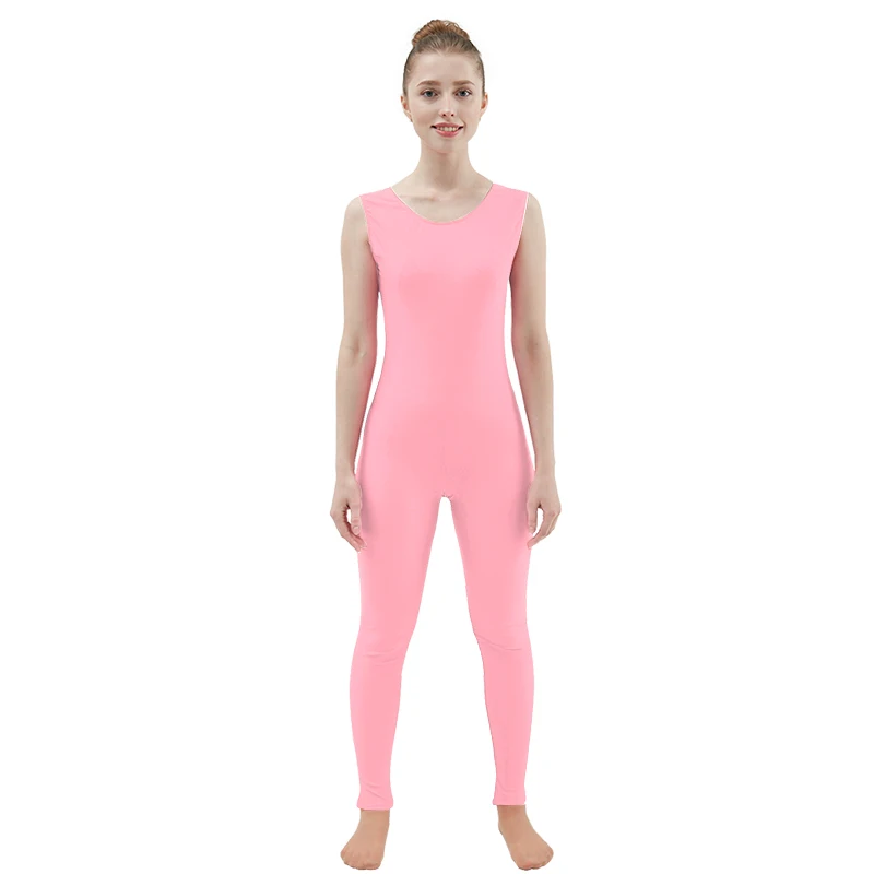 Pink Ensnovo женский костюм из лайкры и спандекса без рукавов, черный костюм для танцев, Женский гимнастический костюм для йоги, костюм для танцев - Цвет: Pink