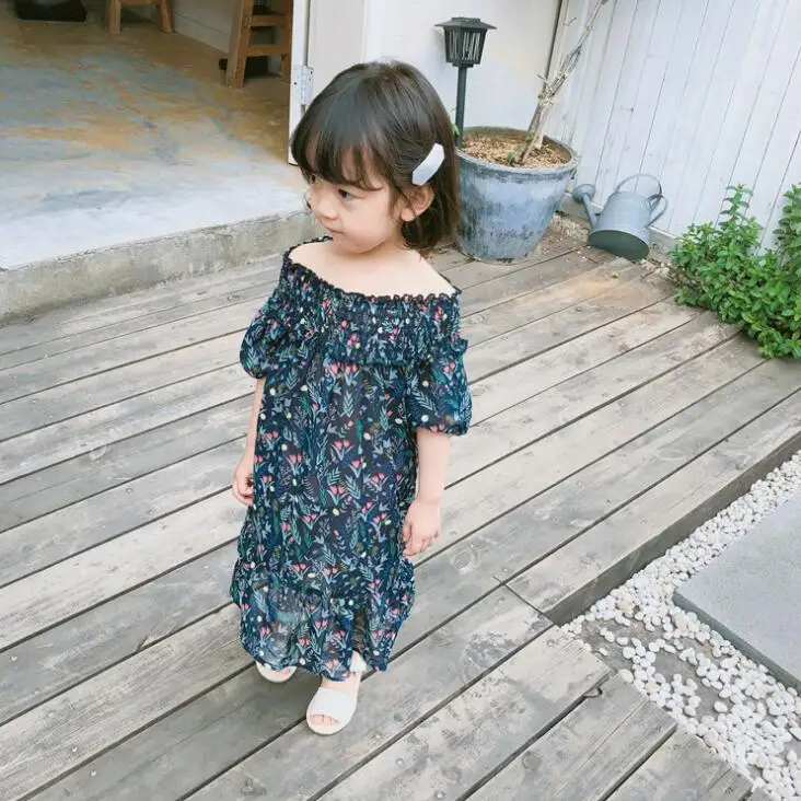 Новинка 2019 года летнее шифоновое платье с принтом для маленьких девочек модные