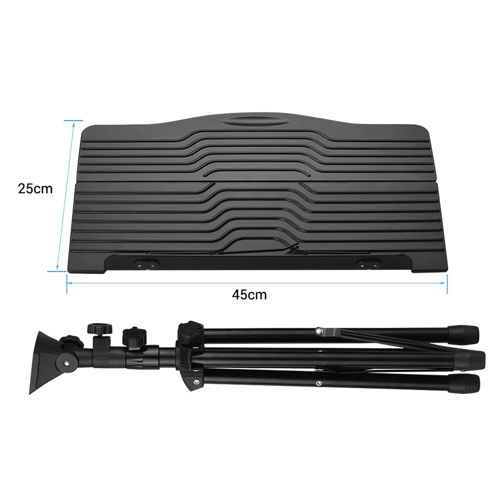 Folding Portable Sheet Music Stand Shelf Metal Tripod Adjustable Height Black for Violin Piano Guitar Instrument | Спорт и