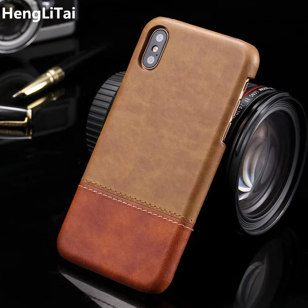 HengLiTai спортивный Ретро Кожаный чехол Чехол для iPhone X 8 plus роскошный мягкий черный
