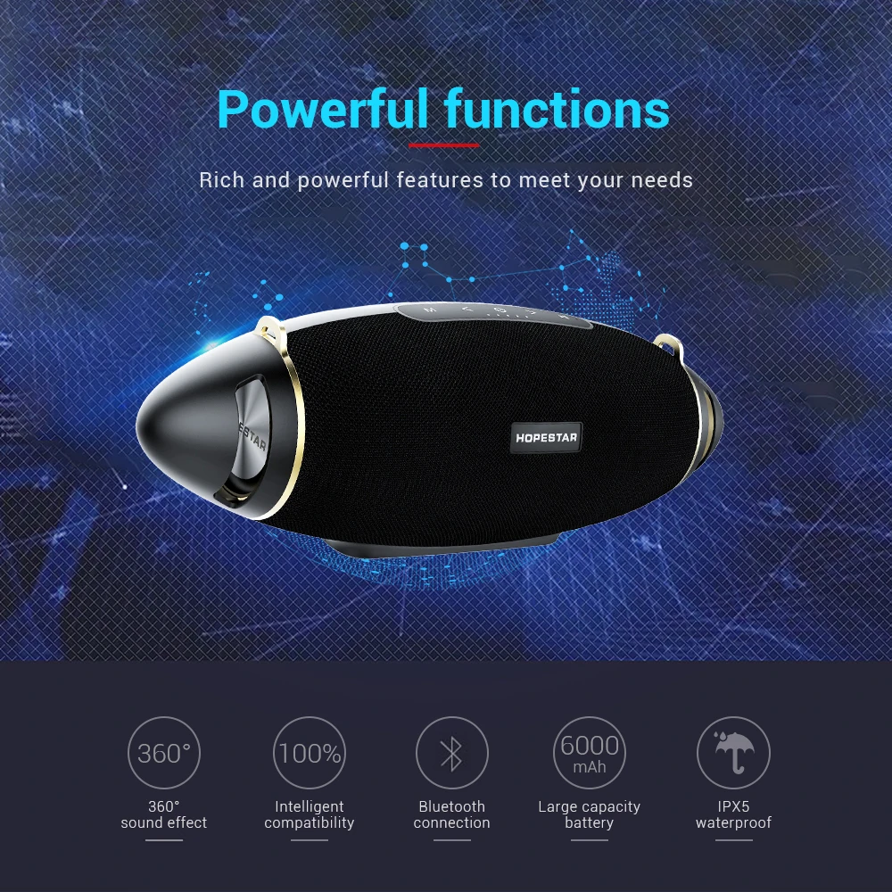 Bluetooth-Колонка HOPESTAR H20 + EStgoSZ Беспроводная портативная водонепроницаемая |