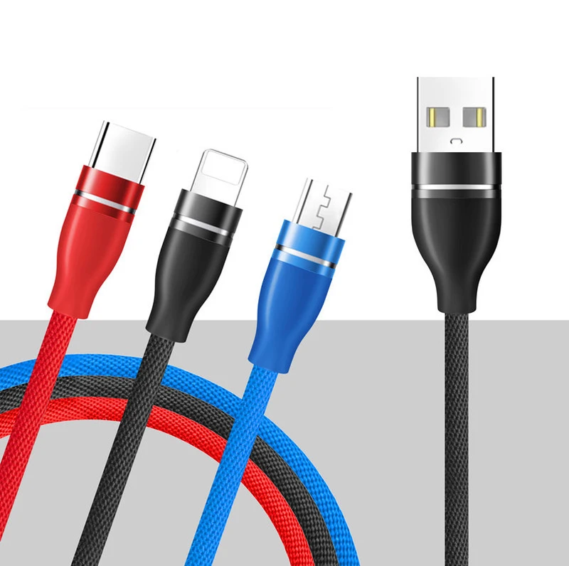 1 2 м три-в-одном зарядки LineData линия USB быстрая зарядка 3A для Apple Android Тип- с