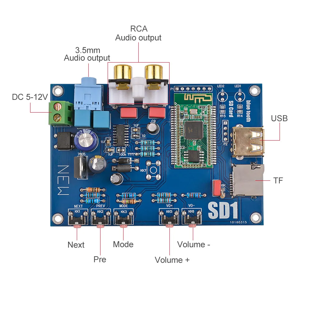 AIYIMA Bluetooth аудио декодер WAV FLAC APE MP3 без потерь декодирование ES9023 ЦАП USB SD ies выход для домашнего звукового кинотеатра усилитель