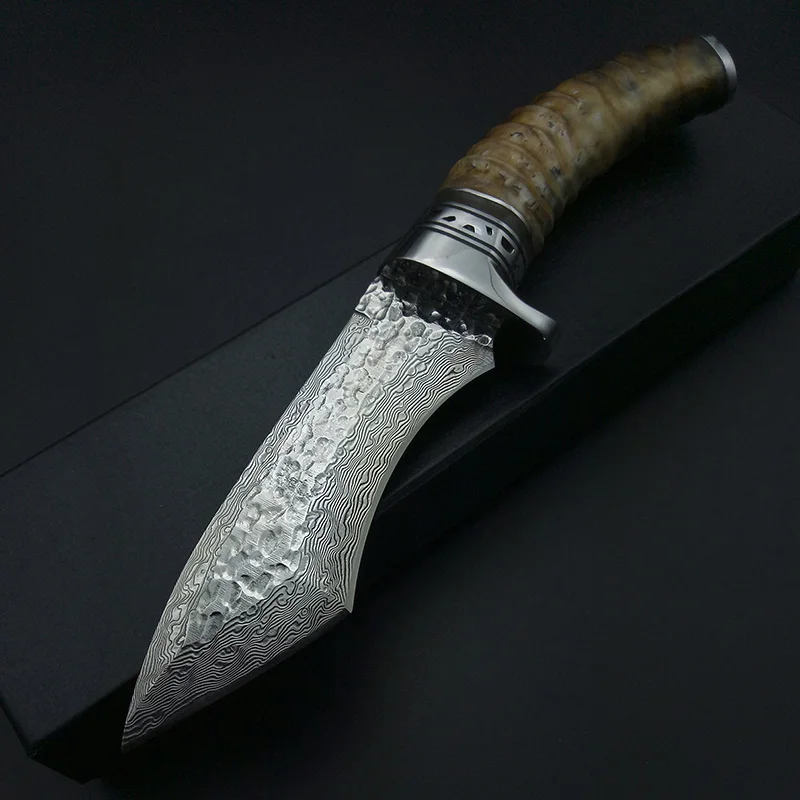 Новый дамасский боевой меч Рога Ручка дамасское лезвие охотничий нож Рыбалка