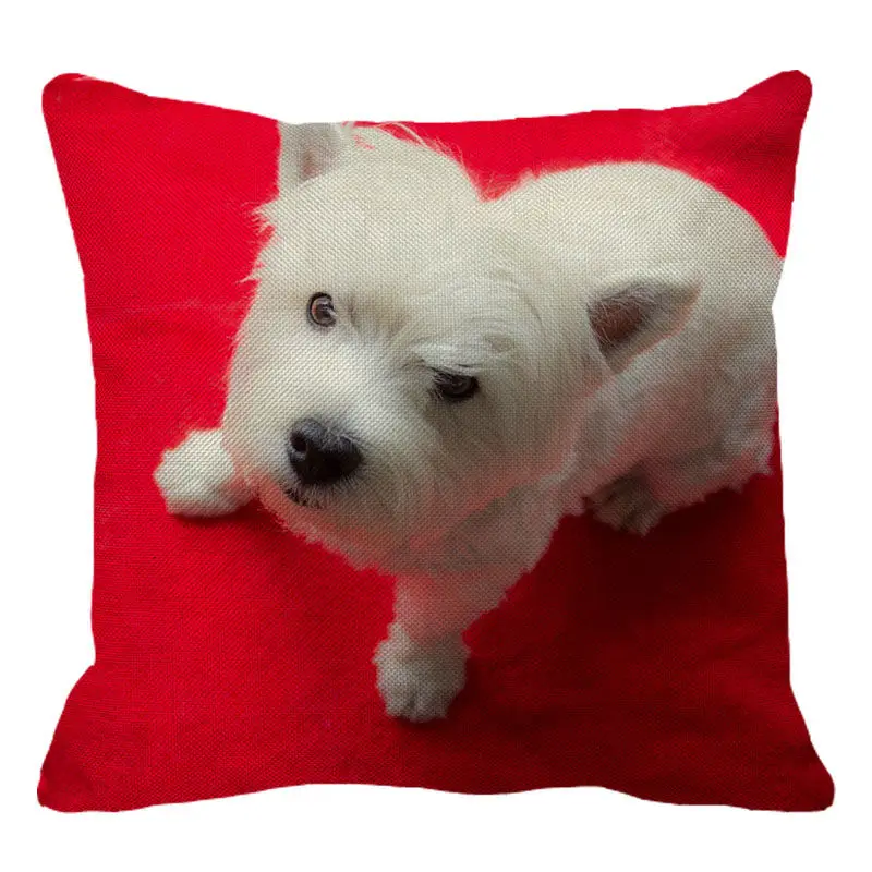 XUNYU милый чехол для фотографий West Highland White Terrier льняная Подушка Чехол Детская софа