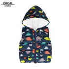 Жилет детский с динозавром, на осеньзиму, с капюшоном