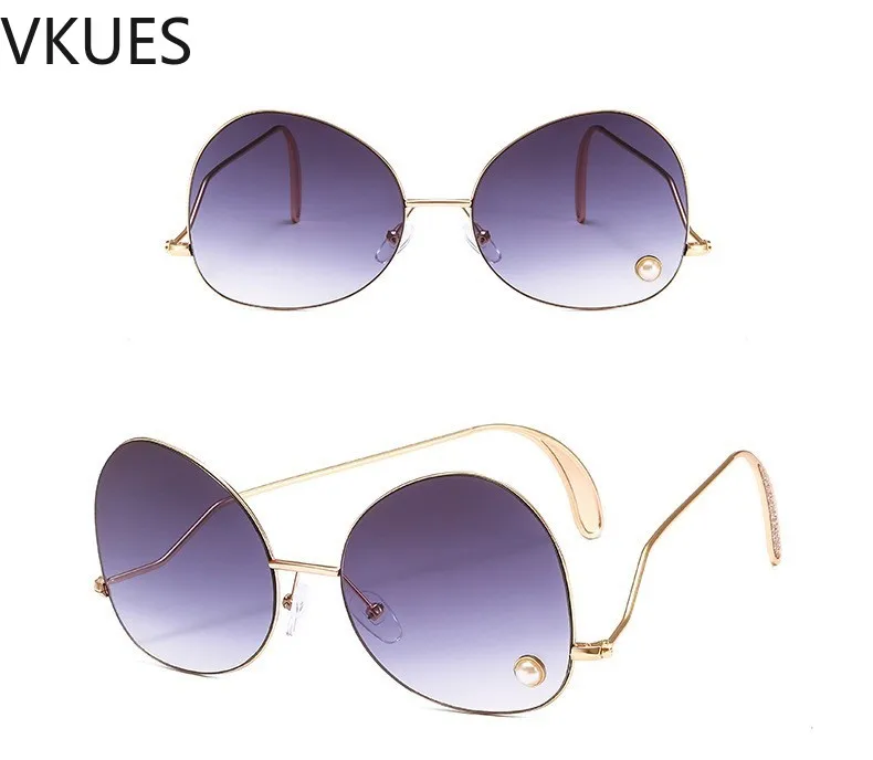 Imitation Pearl Embedded Sunglasses Shades for Women Metal frame Tough Irregular UV400 Lens Sun Glasses Fashion Outdoor Goggles |