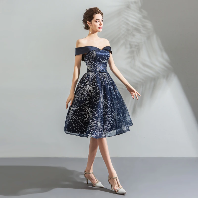 Vestido de festa 2018 темно синие Элегантный Лодка средства ухода за кожей Шеи с открытыми