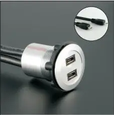2 слойный панельный разъем MICRO USB 22 мм с кабелем 60 см (2 * micro USB2.0 мама переходником на