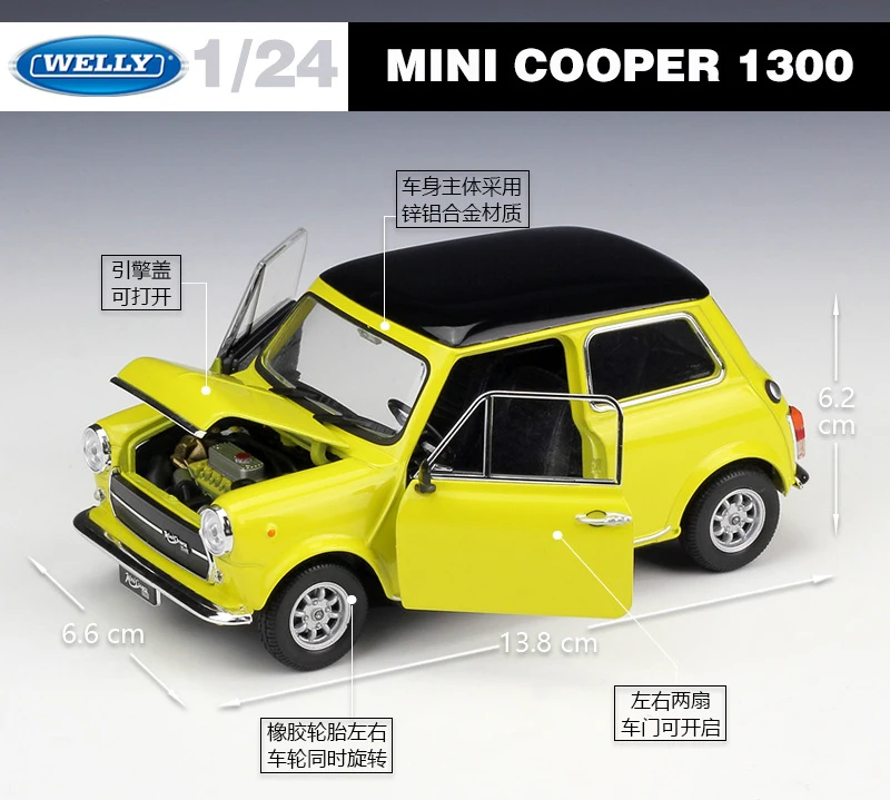 WELLY масштаб 1:24 литая модель автомобиля из сплава игрушки для мини Купера 1300