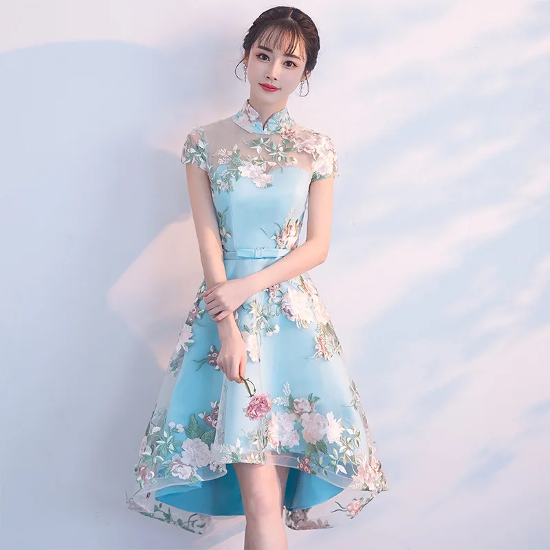 Традиционное китайское платье с вышивкой Qipao женские вечерние платья винтажное