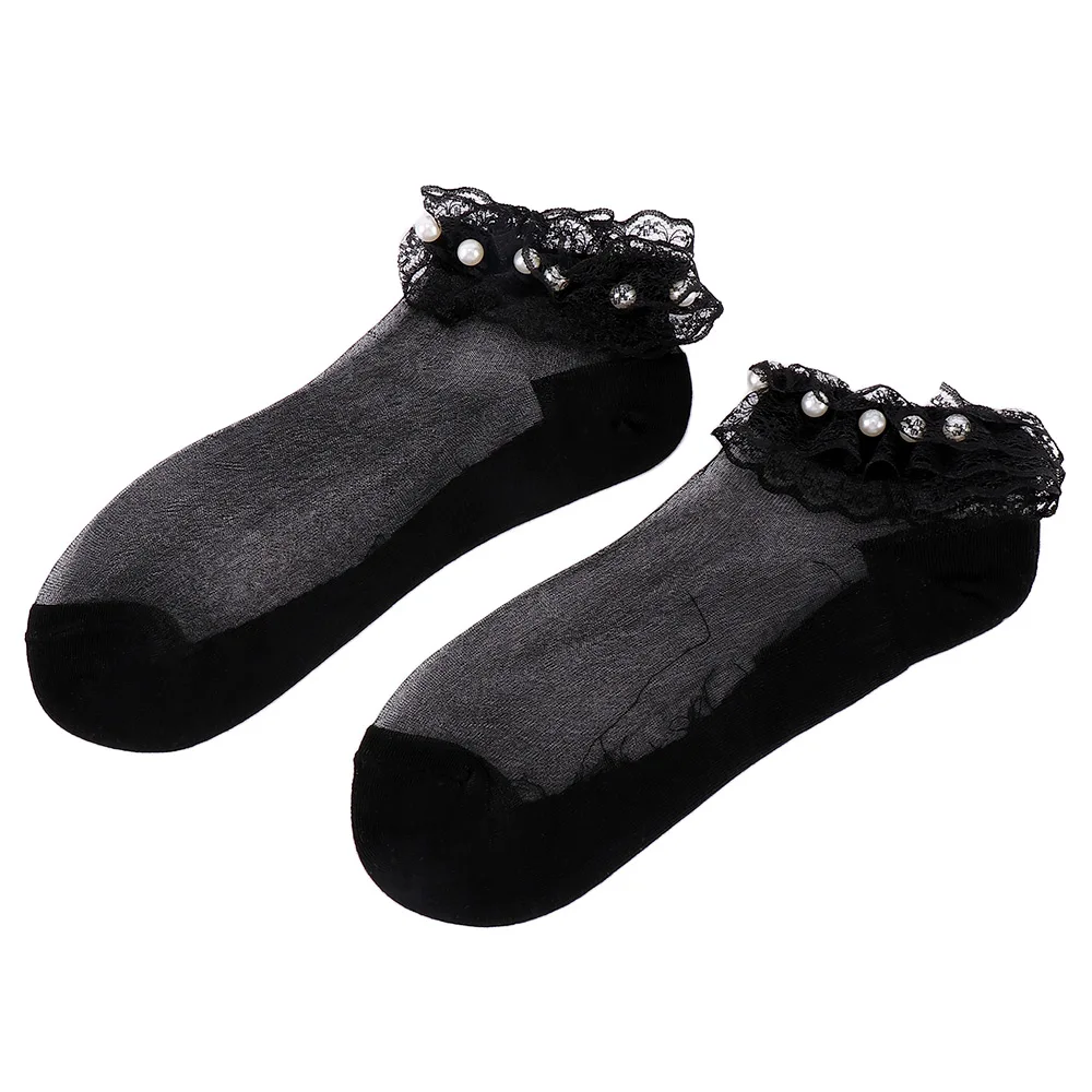 Лето 2019 модные женские носки с жемчугом короткие кристаллами тонкие | Женская