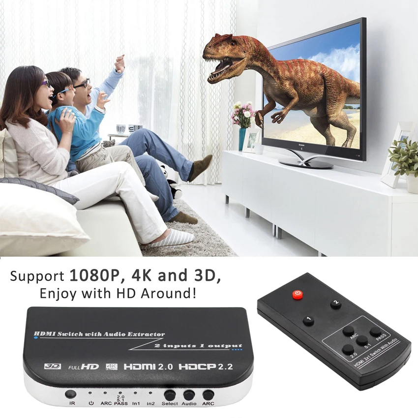 Ультра HD 2 в 1 переключатель 2x1 HDMI и аудио преобразователь коробка PCM 3 5 ММ