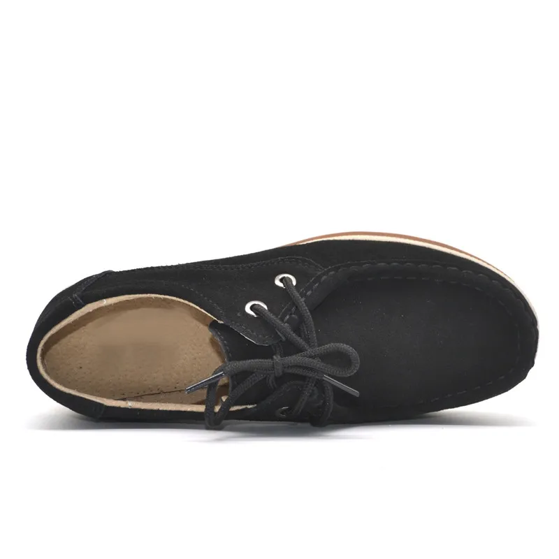 Женская замшевая обувь на толстой подошве со шнуровкой|women flats|lace flatslace up flats |