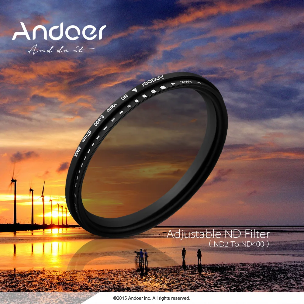 Регулируемый Фильтр для фотографии Andoer 52 82 мм ND Fader ND2 на ND400 с переменной