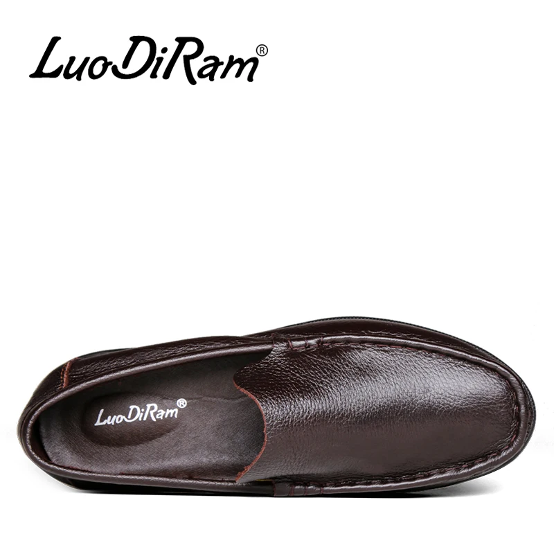Бренд LuoDiRam Мода 2016 года большой Размеры мужские лоферы мужская кожаная обувь