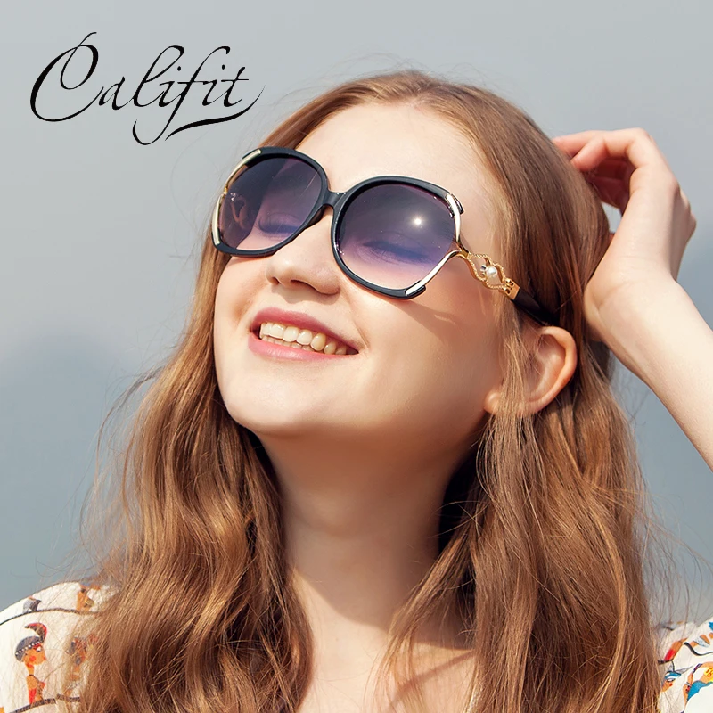 Солнцезащитные очки для женщин Золото огромная оправа женские Роскошные