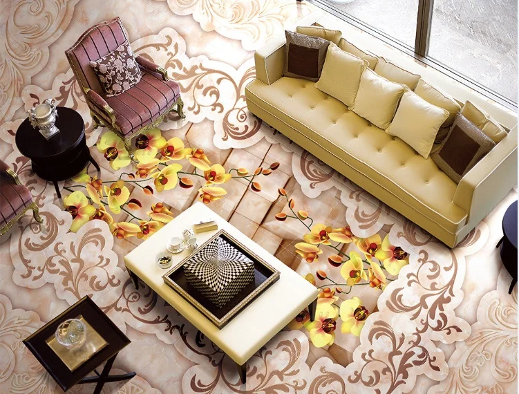 

[Self-Adhesive] 3D Retro Floral Design 2 Non-slip Waterproof Photo Self-Adhesive Floor Mural Sticker WallPaper Mural Print Decal
