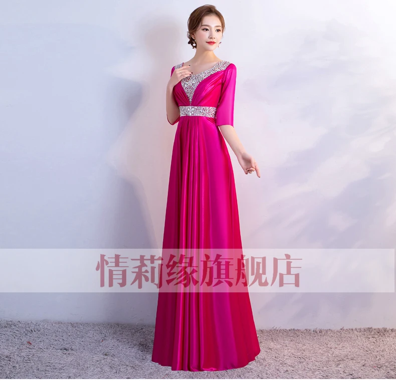 QLY885# атласная ткань на шнуровке, Длинные розовые, красные, синие, фиолетовые платья подружек невесты, бисероплетение, свадебное платье, платье для выпускного вечера, одежды