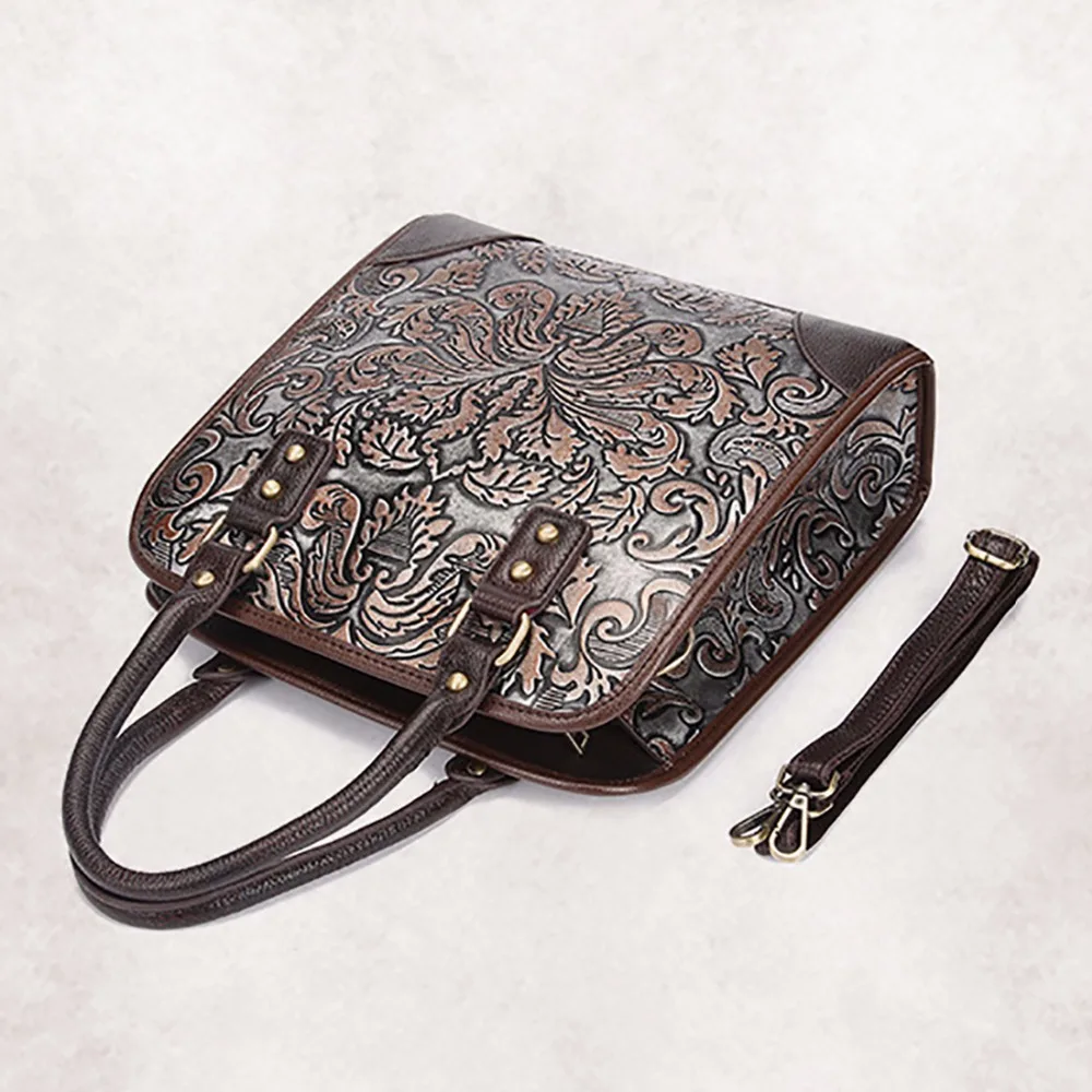 Сумка женская из натуральной кожи с цветочным принтом|genuine leather women bag|large tote bagleather