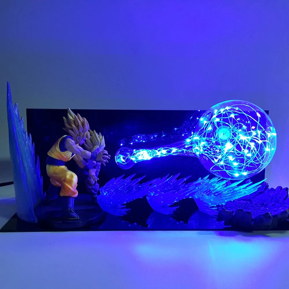 Dragon Ball Z Сон Гоку для папы и сына светодиодный ночные светильники Dragon Ball Z фигурка аниме Гохан Goku kamehameha настольная лампа