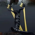 Мощная Рогатка с резиновыми лентами, складная Рогатка на запястье, для улицы, черная, золотая, для охоты, Рогатка для стрельбы, стальные шарики, инструменты