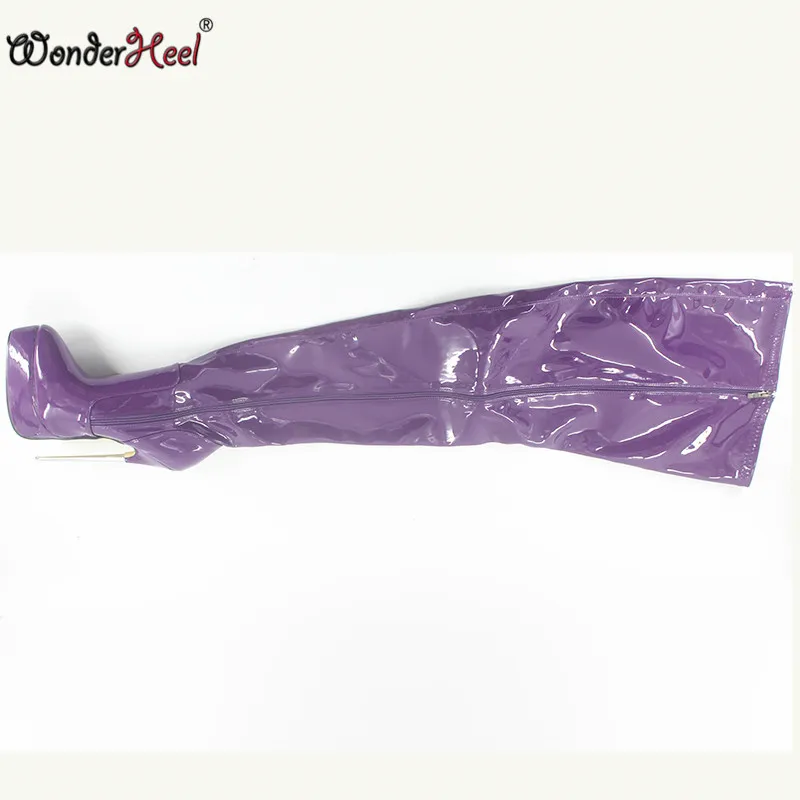 Wonderheel/Новые очень высокий каблук 18 см каблук-шпилька короткие ботинки пикантные Металлические каблуки сапоги лакированные модные ботинки на платформе
