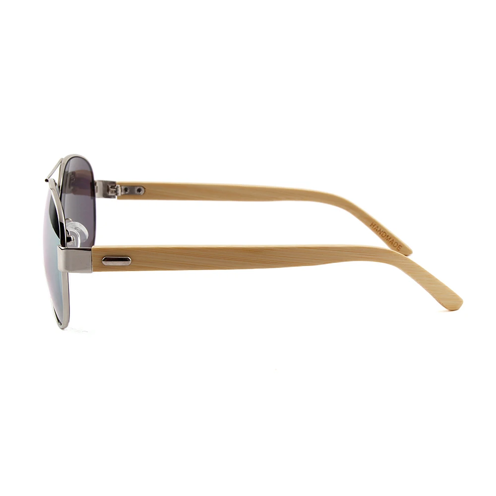 Серебряная рамка бамбука руки с UV400 защиты объектива металлический шарнир