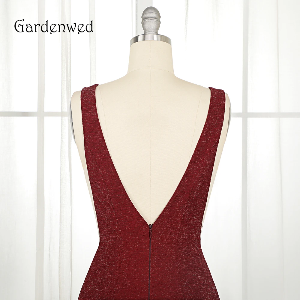 Садовое бордовое вечернее платье простой стиль v-образный вырез длинное Русалка