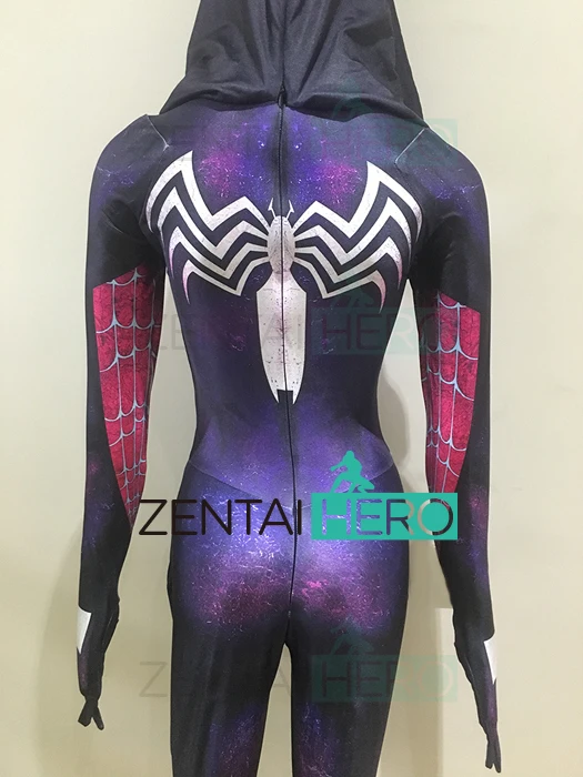 3D Печатный женский Spidergirl Гвен Стэйси Косплей Костюм с капюшоном Зентаи Яном