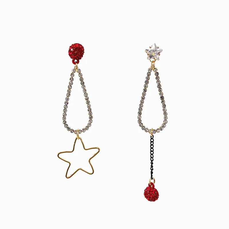 Корейские асимметричные серьги со стразами и шариком для женщин новинка 2019