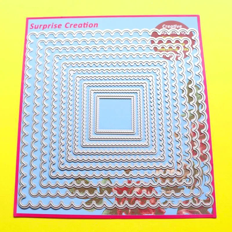 Большой Трафаретный вырубной штамп волнистая квадратным Скрапбукинг оформление