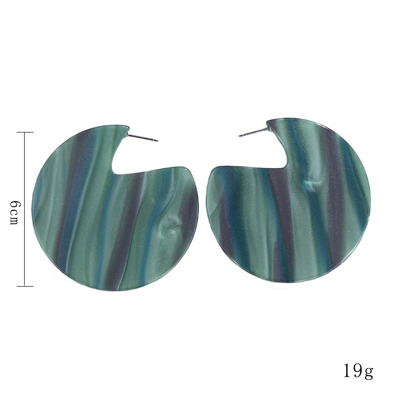 HX C-shaped semi-circular gold foil silver large size resin plate disc earrings 2018 ladies pendants trend popular | Украшения и