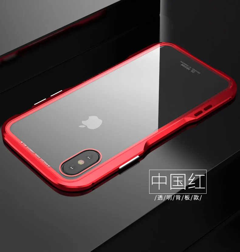 clear red Роскошный Магнитный чехол для iPhone X XS Max XR 8 7 Plus магнитные Чехлы прозрачная стеклянная задняя крышка чехол для iPhone 7 8 Plus X Металлический бампер - Цвет: clear red