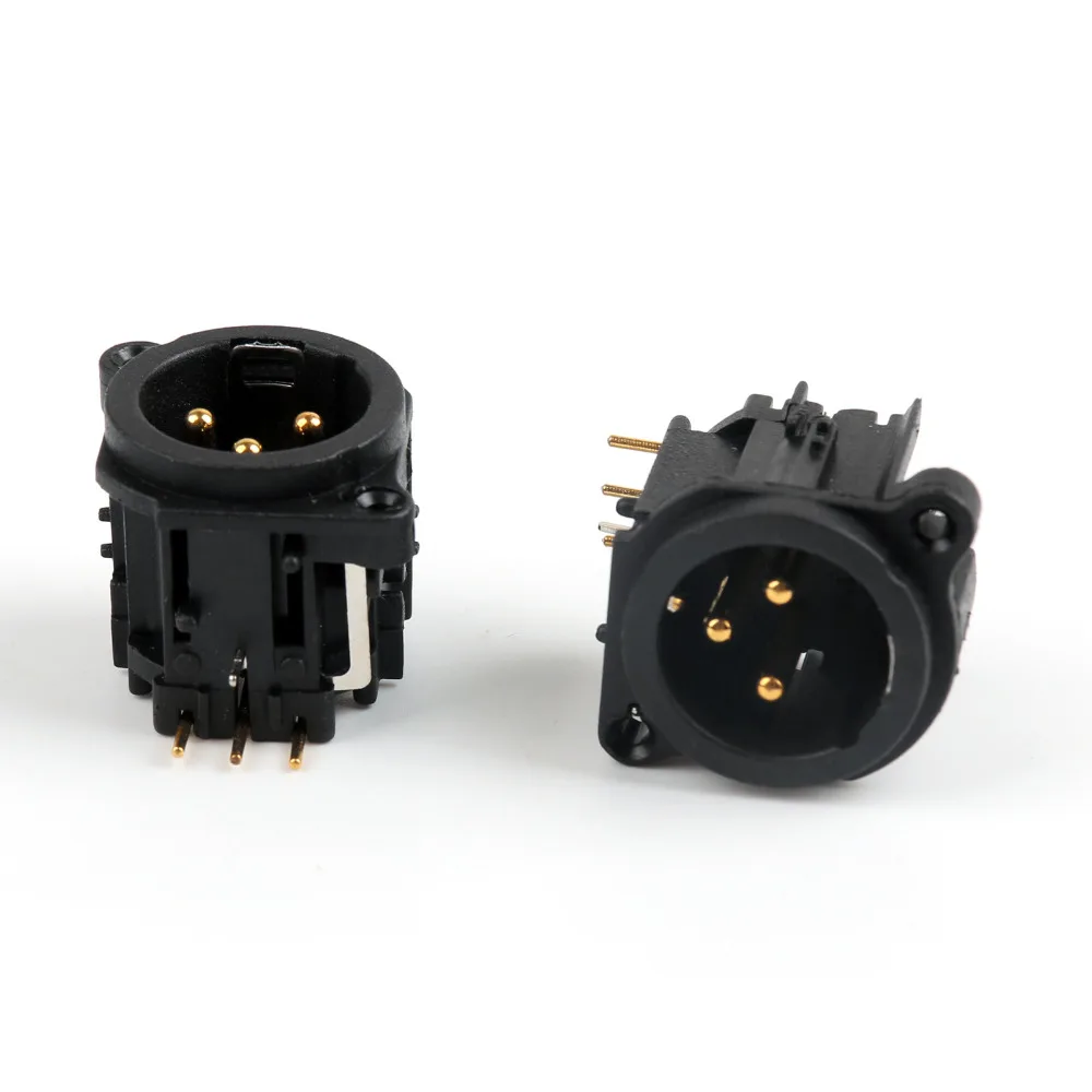 Areyourshop распродажа 2 шт. 3 полюса золото правый угол XLR Мужской Шасси PCB панель