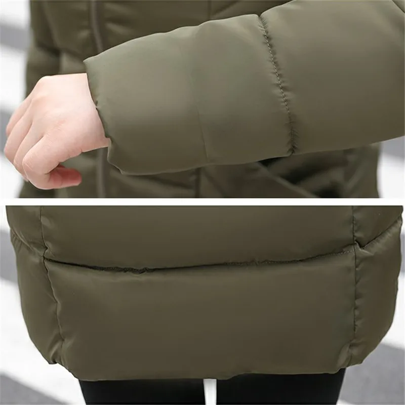 Зимняя женская верхняя одежда 2018 НОВАЯ тонкая хлопковая куртка средней длины с