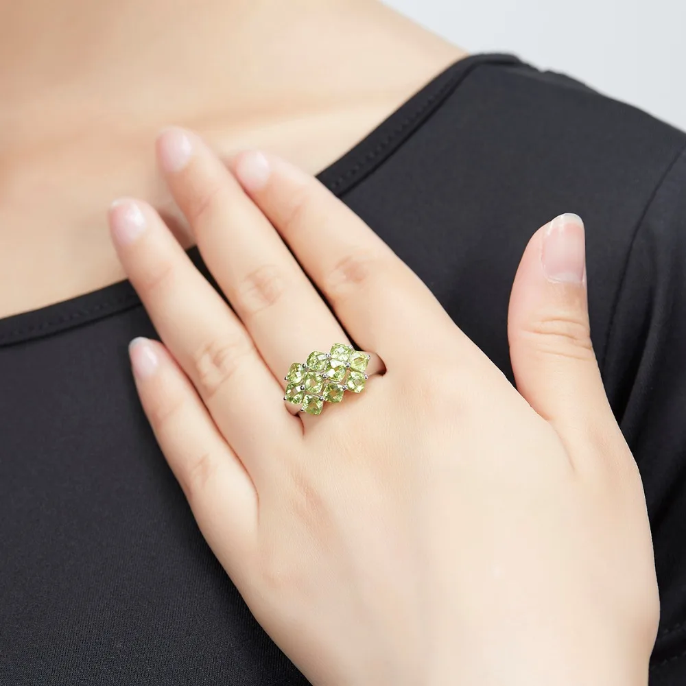 Hutang обручальное кольцо 3.6ct натуральный Перидот Твердые 925 пробы серебро шахматная доска огранка драгоценный камень ювелирные украшения для женщин подарок
