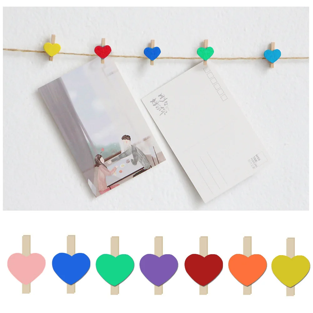 Украшение для вечеринки фотозажим 50 шт. любовь сердце ремесло деревянные зажимы