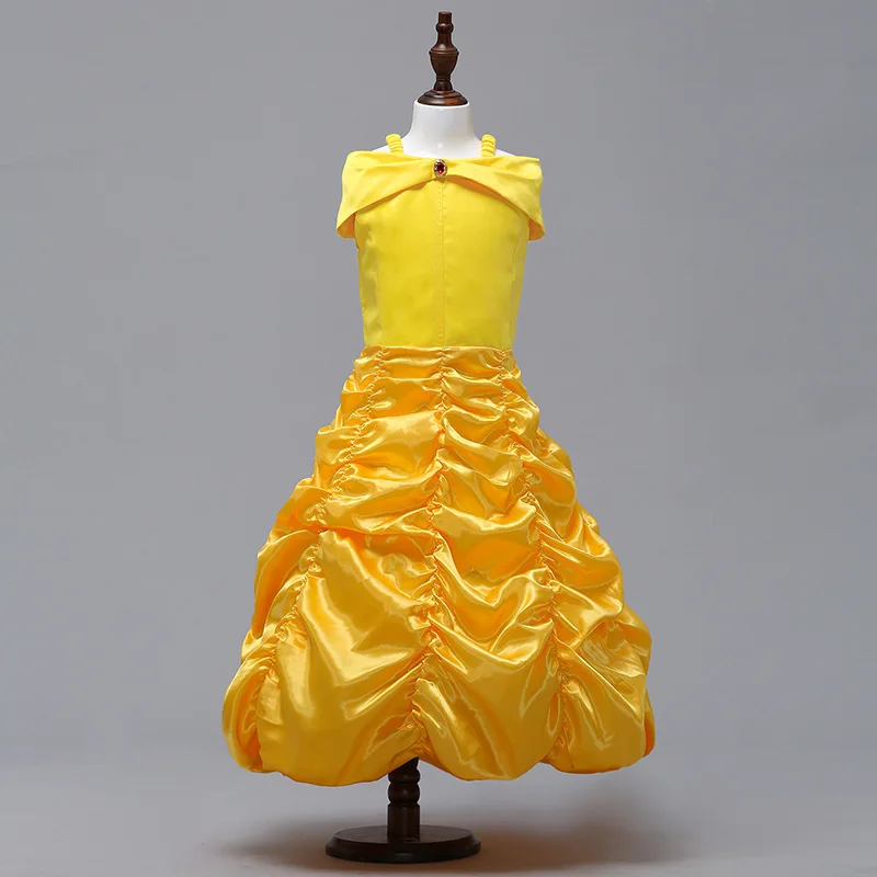 Beauty and the Beast Belle Cosplay Costume Princess Children's Dress Halloween Girls Masquerade Birthday Party Bow-knot |