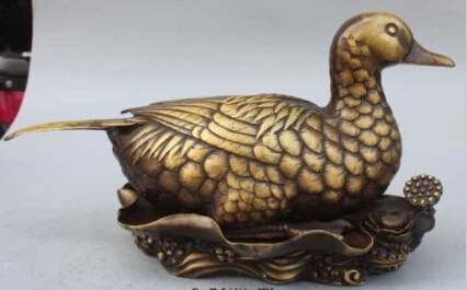 ZSR RHS0204 23 &quotКитайский Фэншуй Чистая Бронза животное quack-quack Lotus статуя утки | Дом и