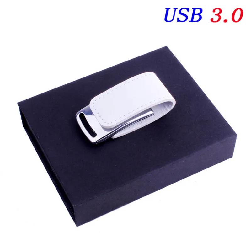 JASTER USB 3,0 cusotmer логотип металлический брелок кожаный USB+ коробка usb флеш-накопитель Флешка 4 ГБ 8 ГБ 16 ГБ 32 ГБ 64 Гб карта памяти - Цвет: White