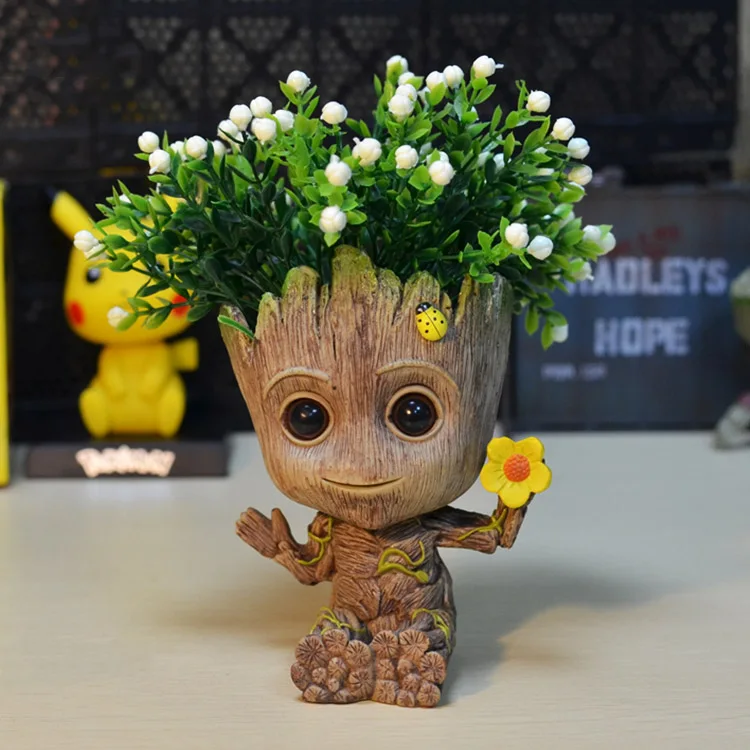15 см Дерево человек ребенок Аниме фигурки кукол Penholder Grunt стражи галактики 2 Модель Герой ручка горшок и цветочный горшок игрушки