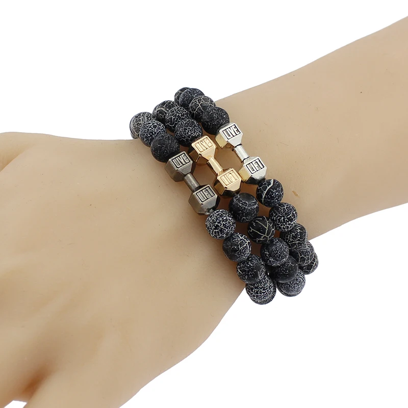 Новинка 2016 Модный женский браслет из гранитного камня для мужчин 8 мм модный йоги