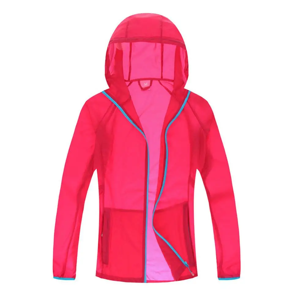 Hot pink Женские водо-и ветронепроницаемые куртки Открытый велосипедный спортивный Быстросохнущий с капюшоном ветровка на молнии плащ для женщин Мода - Цвет: Hot pink